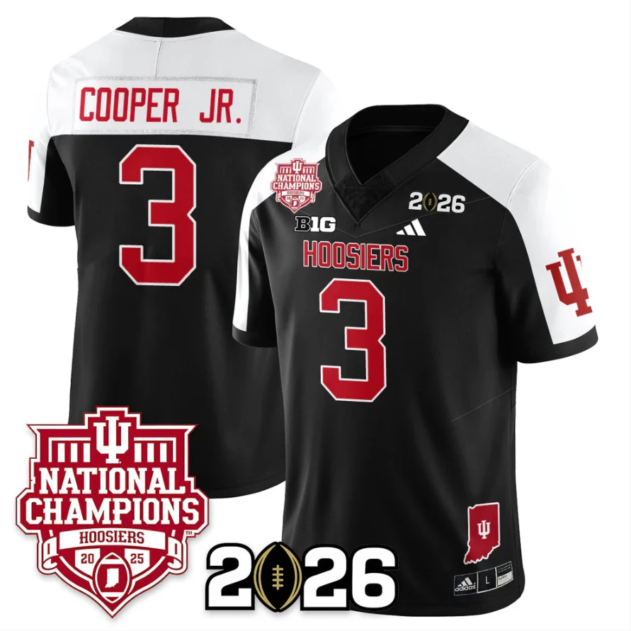 Omar Cooper Jr Jersey #3 Indiana Hoosiers 2025 National Champions Black Alternate by My Store NCAA Football Jerseys