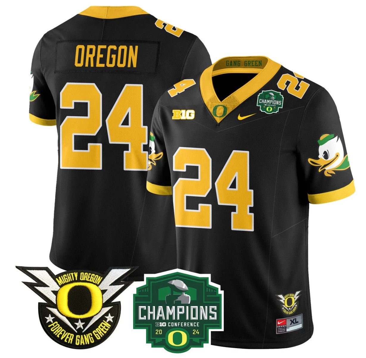 Oregon Jersey #24 Oregon Ducks 2024 Big Ten Champions Football Stitched Black by My Store
