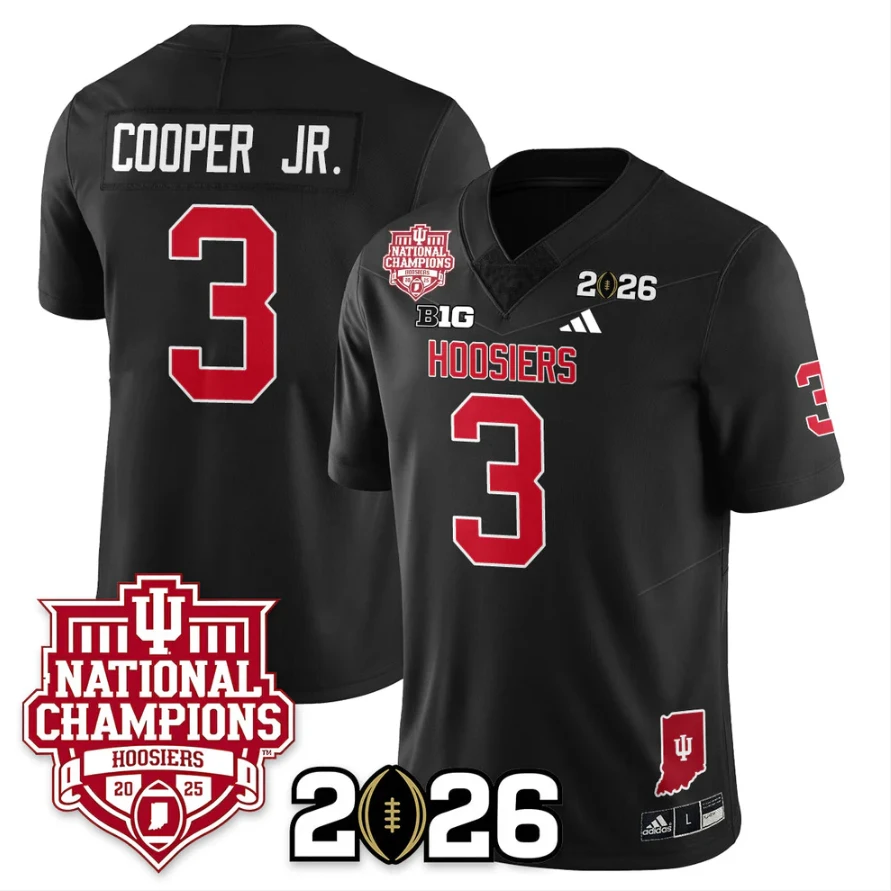 Omar Cooper Jr Jersey #3 Indiana Hoosiers 2025 National Champions Black by My Store NCAA Football Jerseys