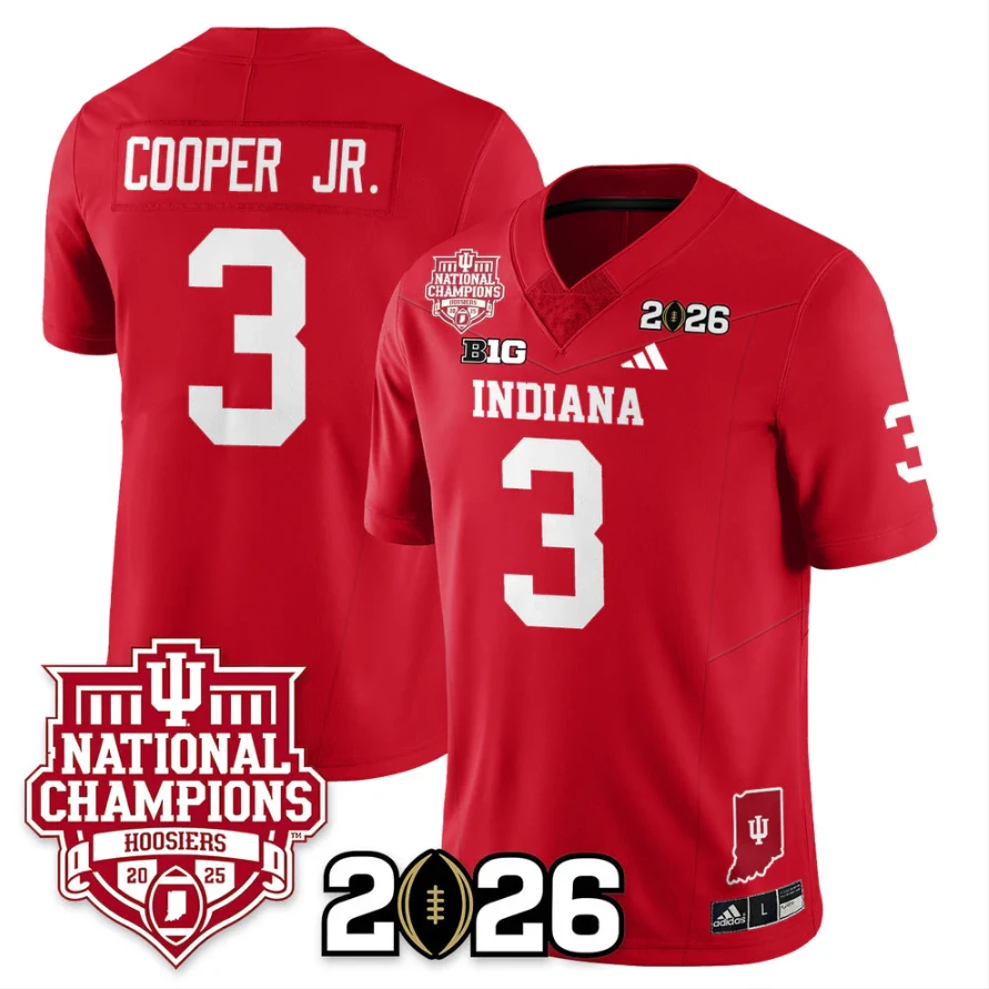 Omar Cooper Jr Jersey #3 Indiana Hoosiers 2025 National Champions Red by My Store NCAA Football Jerseys