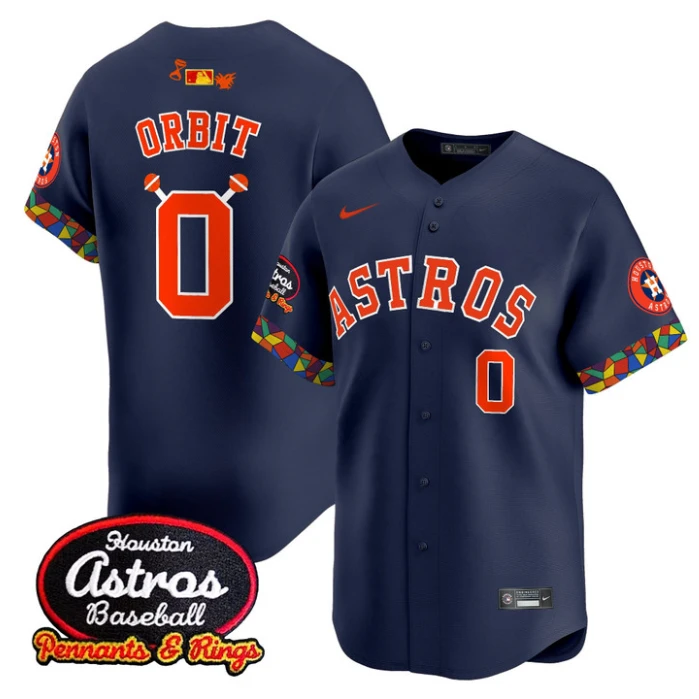 Orbit Jersey #0 Houston Astros x El Tiempo Cantina Vapor Premier Limited Stitched Navy by My Store