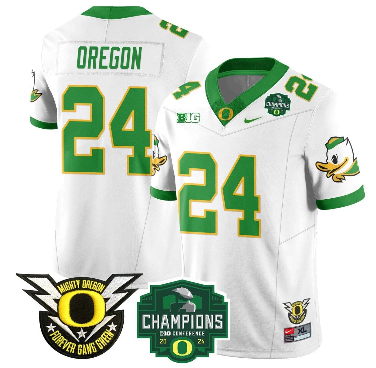 Oregon Jersey #24 Oregon Ducks 2024 Big Ten Champions Football Stitched White by My Store
