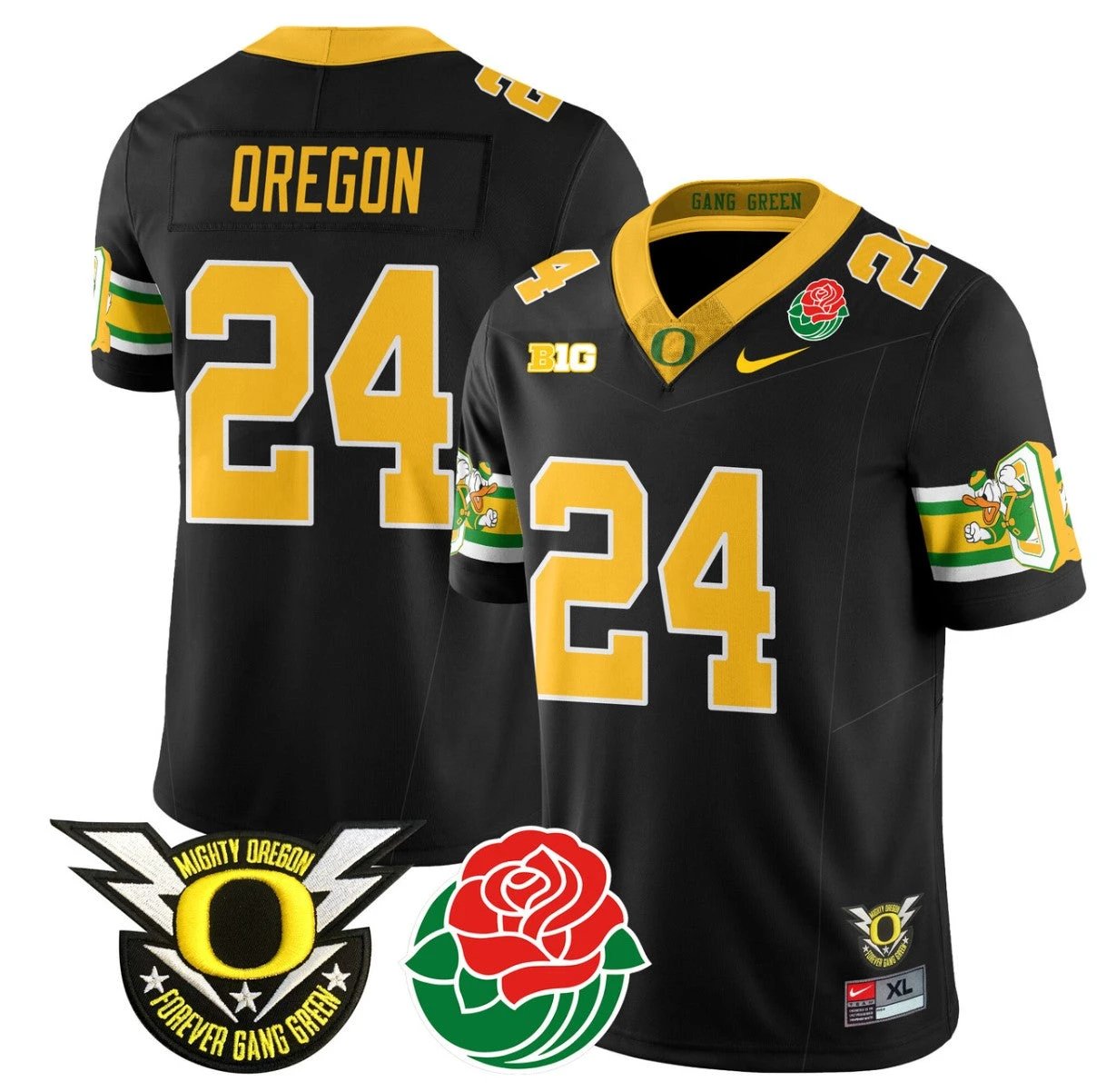 Oregon Jersey #24 Oregon Ducks 2024 Rose Bowl Patch Football Stitched Black by My Store
