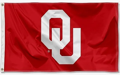 OU Oklahoma Sooners University Large College Flag -3x5 FT Banner-100% polyester-2 Metal Grommets by flagsshop