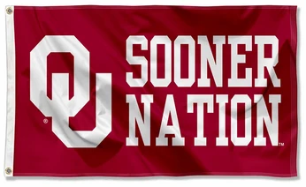 OU Oklahoma Sooners University Large College Flag -3x5 FT Banner-100% polyester-2 Metal Grommets by flagsshop