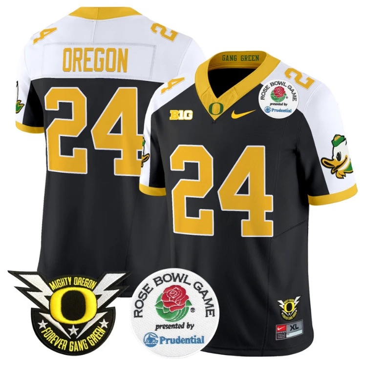 Oregon Jersey #24 Oregon Ducks Football 2024 Rose Bowl Stitched Black Alternate by NCAA Football Jersey