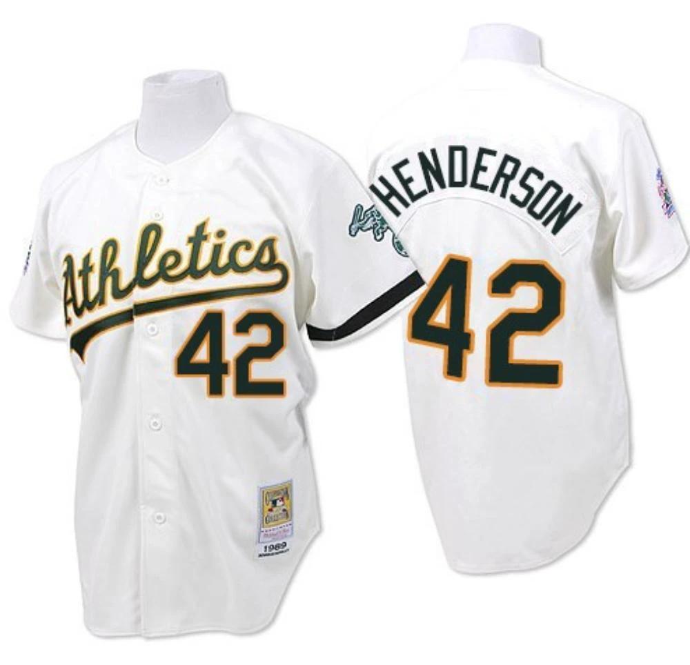 Oakland Athletics Dave Henderson White 1989 Throwback Jersey by My Store