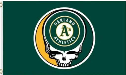 Oakland Athletics Dead Skull Flag 3X5Ft Banner USA Polyester with Brass Grommets by flagsjustdoit
