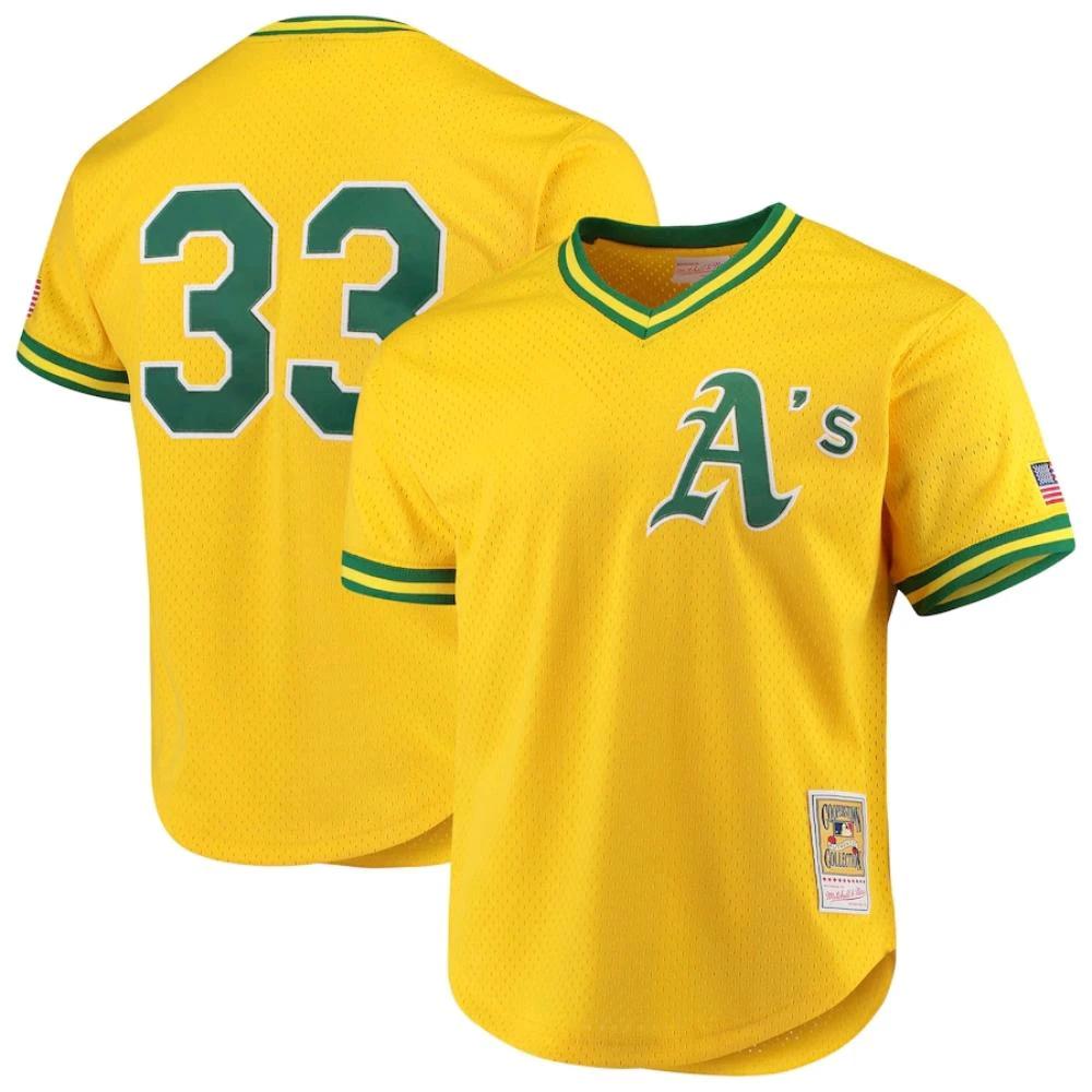 Oakland Athletics Jose Canseco Yellow Throwback Mesh Pullover Jersey by My Store
