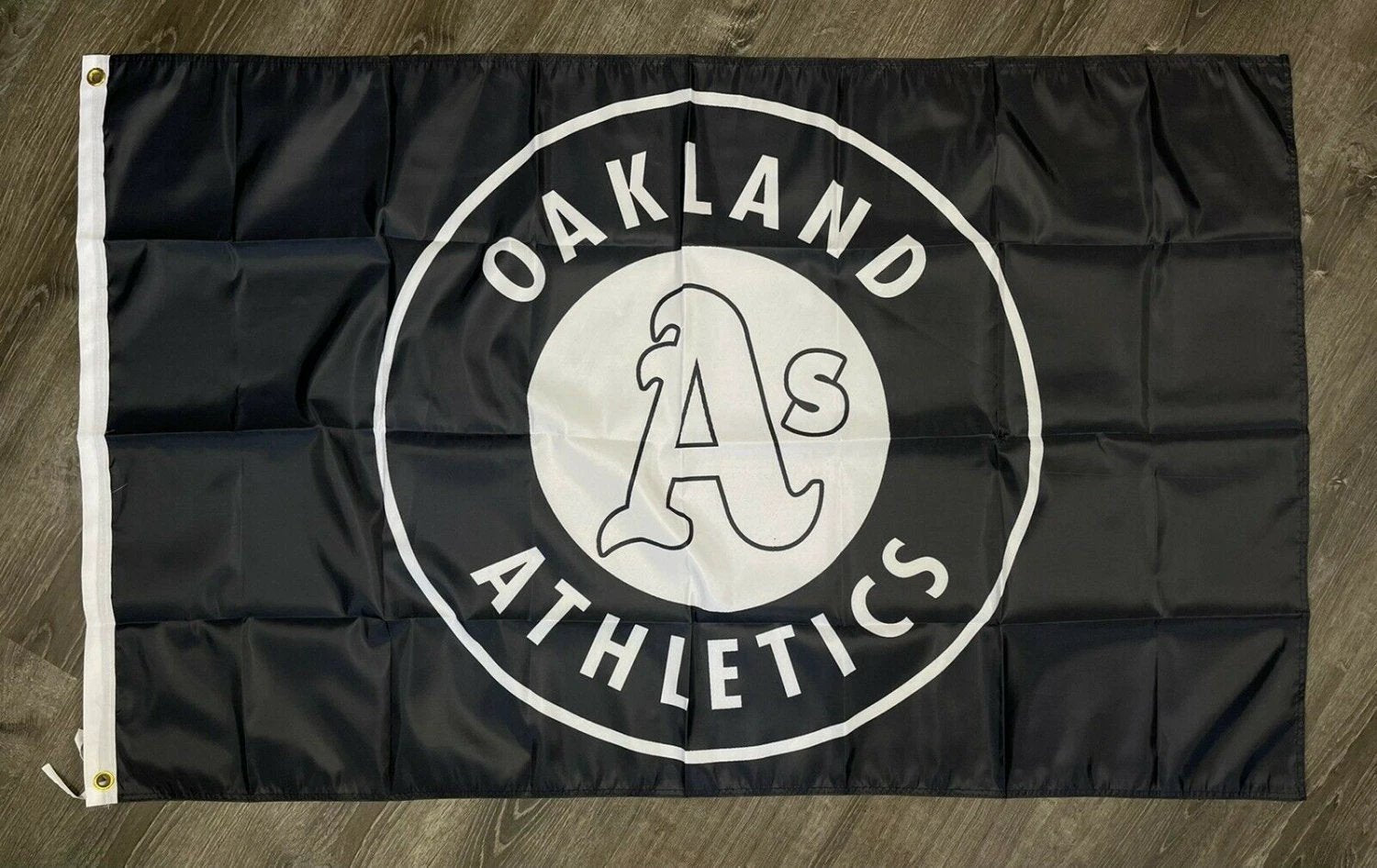 Oakland Athletics Logo Flag 3x5 ft Black White Banner Man-Cave Garage by flagsjustdoit