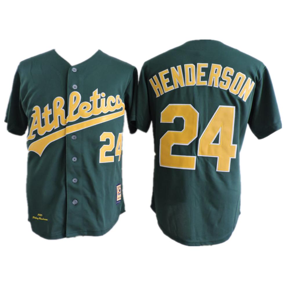 Oakland Athletics Rickey Henderson Green 1989 Throwback Jersey by My Store