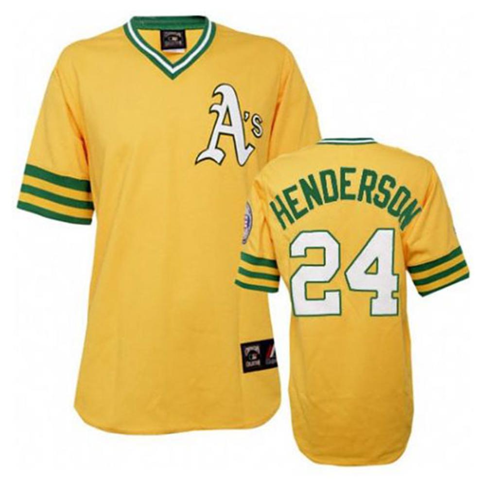 Oakland Athletics Rickey Henderson Yellow Throwback Pullover Jersey by My Store