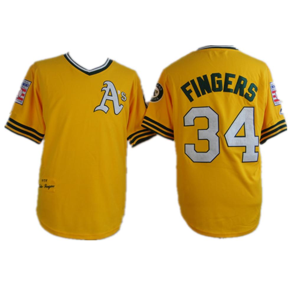 Oakland Athletics Rollie Fingers Yellow 1978 Throwback Pullover Jersey by My Store