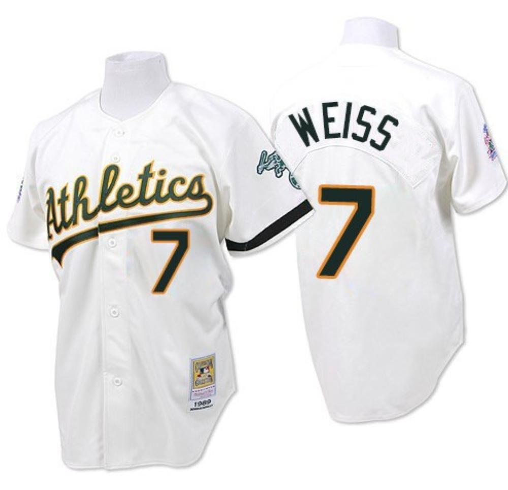 Oakland Athletics Walt Weiss White 1989 Throwback Jersey by My Store
