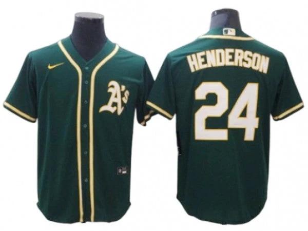 Oakland Athletics #24 Rickey Henderson Green Road Jersey by My Store