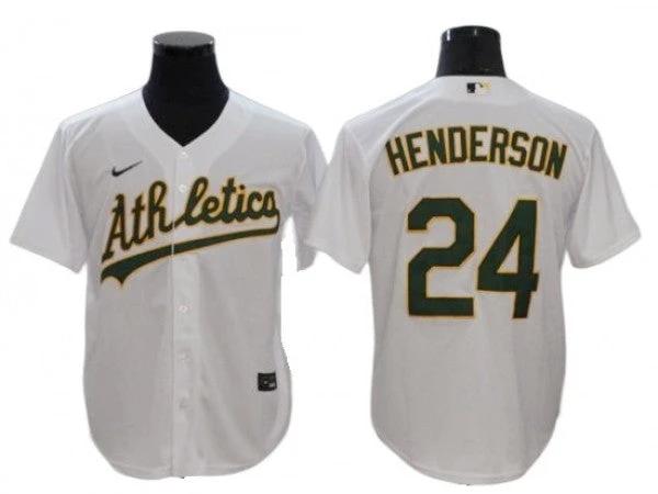 Oakland Athletics #24 Rickey Henderson White Home Jersey by My Store