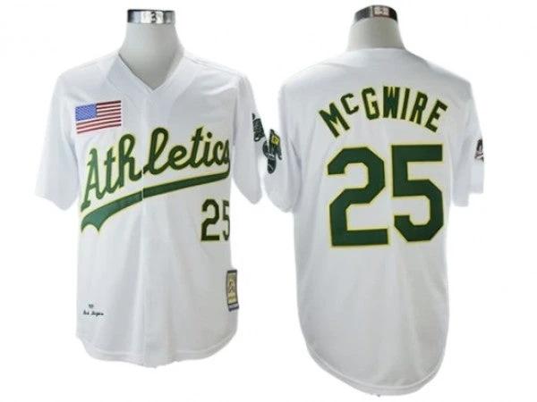 Oakland Athletics #25 Mark McGwire 1989 White Throwback Jersey by My Store