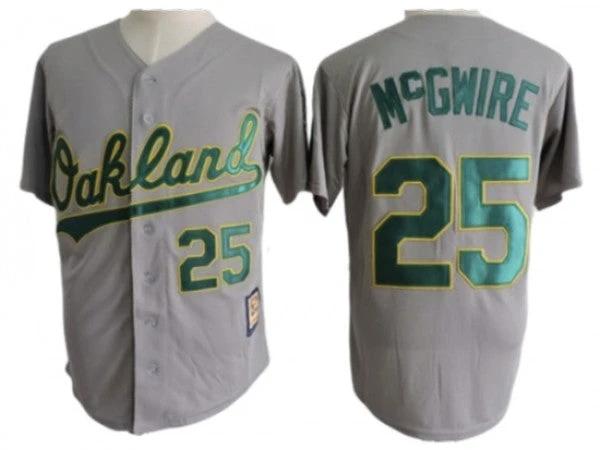 Oakland Athletics #25 Mark McGwire Gray Cooperstown Collection Throwback Jersey by My Store