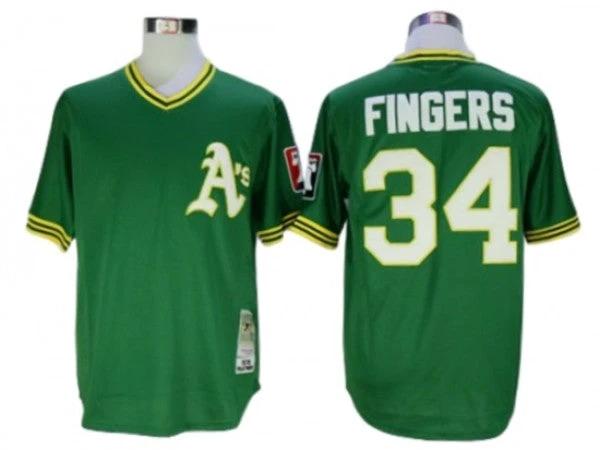 Oakland Athletics #34 Rollie Fingers Green 1976 Throwback Jersey by My Store