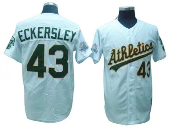 Oakland Athletics #43 Dennis Eckersley White Throwback Jersey by My Store