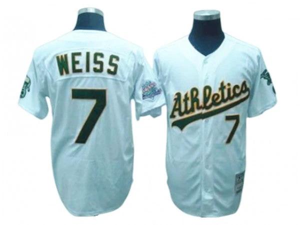 Oakland Athletics #7 Walt Weiss White Home Throwback Jersey by My Store