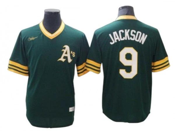 Oakland Athletics #9 Reggie Jackson Green Road Cooperstown Collection Jersey by My Store