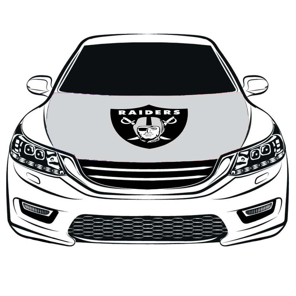 Oakland Raiders Car Hood Cover Flag ,NFL Flag,3.3X5ft/6X7FT, 100% Polyester Elastic Fabrics Can be Washed Suitable for Car SUV and Pickup Trucks by flagsshop