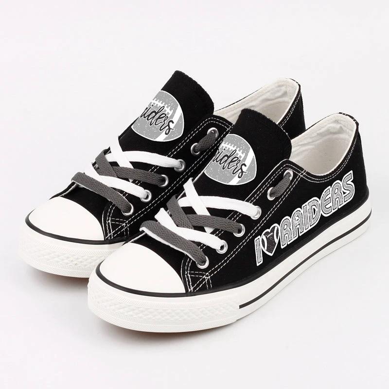 Oakland Raiders Low Top Canvas Sport Sneakers Shoes For Men Women Fans by Crocs
