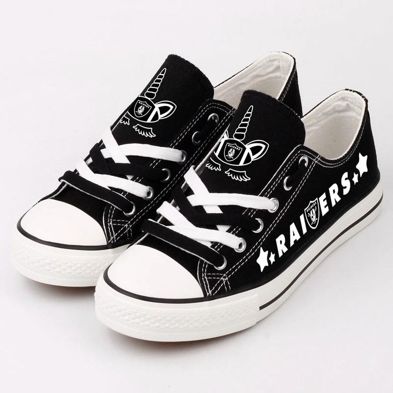Oakland Raiders Low Top Canvas Sport Sneakers Shoes For Men Women Fans by Crocs
