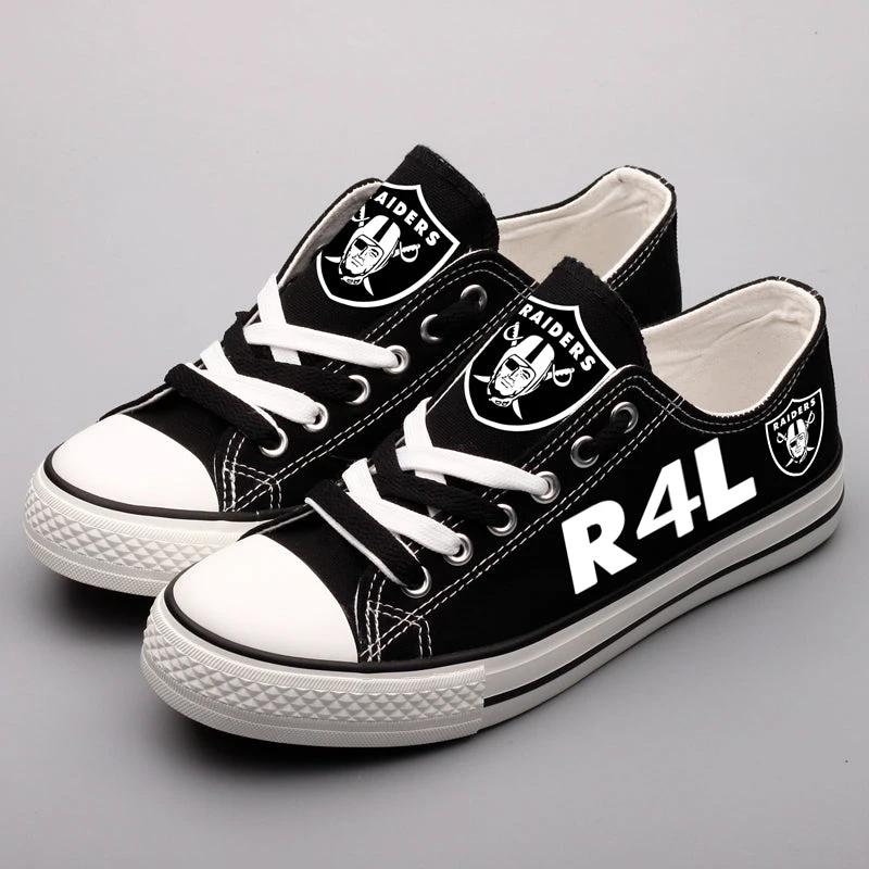 Oakland Raiders Low Top Canvas Sport Sneakers Shoes For Men Women Fans by Crocs