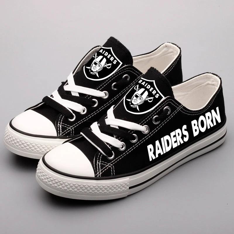 Oakland Raiders Low Top Canvas Sport Sneakers Shoes For Men Women Fans by Crocs