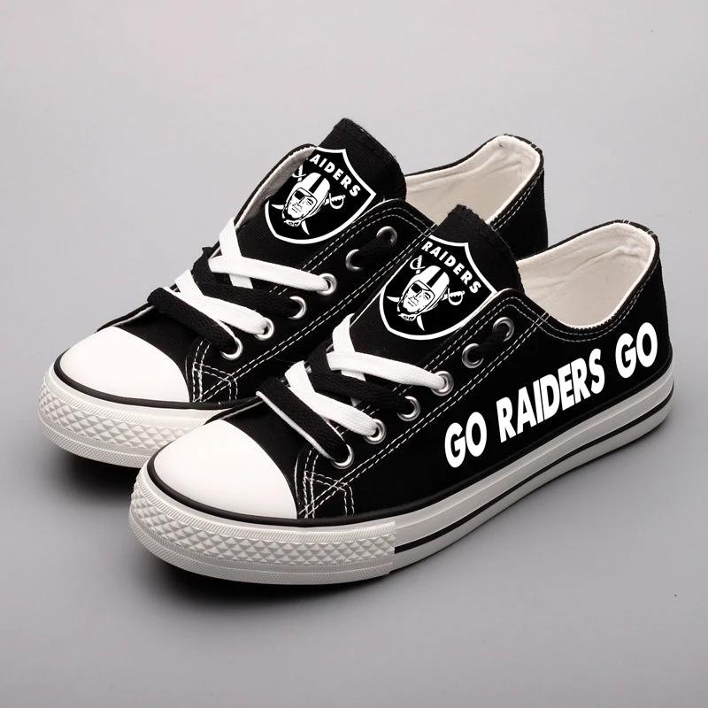 Oakland Raiders Low Top Canvas Sport Sneakers Shoes For Men Women Fans by Crocs