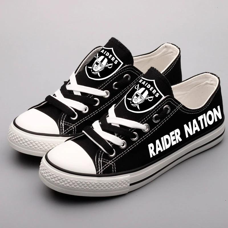 Oakland Raiders Low Top Canvas Sport Sneakers Shoes For Men Women Fans by Crocs