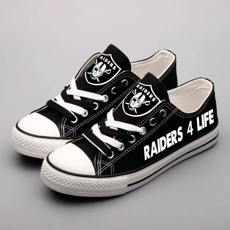 Oakland Raiders Low Top Canvas Sport Sneakers Shoes For Men Women Fans by Crocs