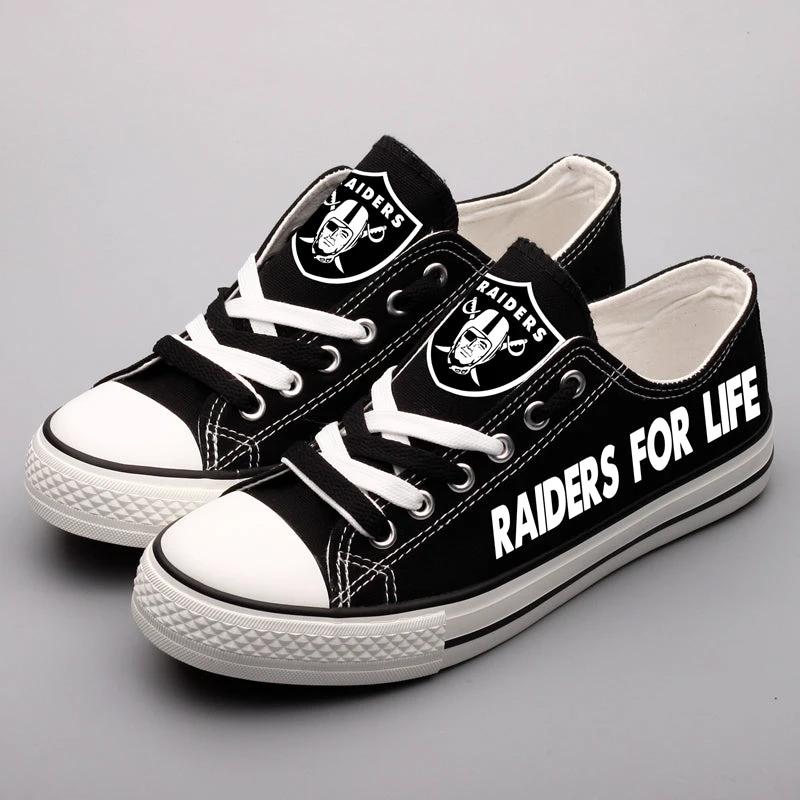 Oakland Raiders Low Top Canvas Sport Sneakers Shoes For Men Women Fans by Crocs