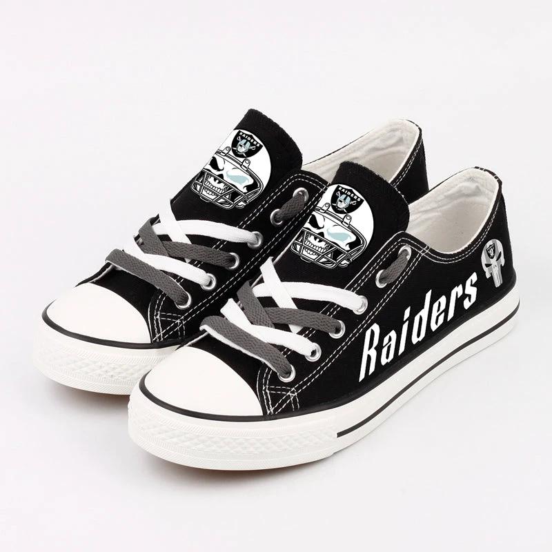 Oakland Raiders Low Top Canvas Sport Sneakers Shoes For Men Women Fans by Crocs