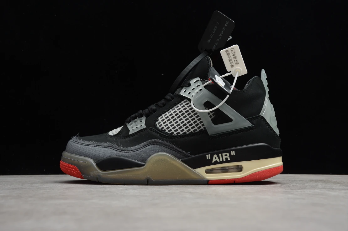 Off-White X Air Jordan 4 Retro Sail Black Grey Red by Air Jordan