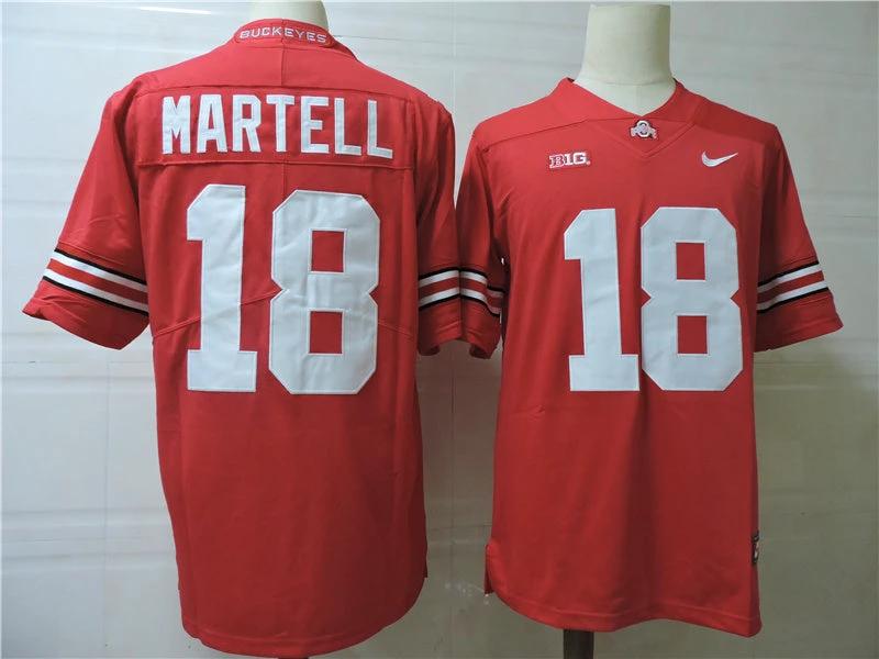 Ohio State Buckeyes #18 Martell College Football Jersey Red by My Store