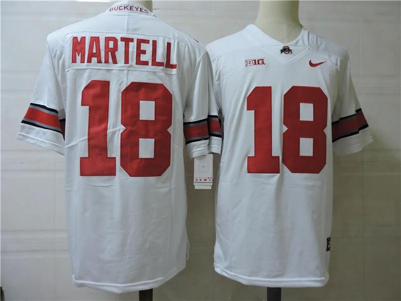 Ohio State Buckeyes #18 Martell College Football Jersey White by My Store