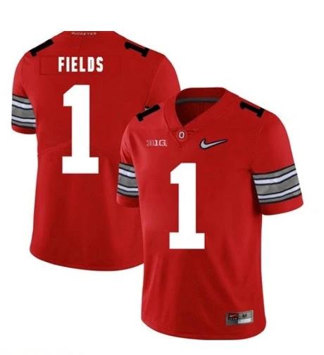 Ohio State Buckeyes #1 Justin Fields College NCAA Football Diamond Jersey Red by My Store