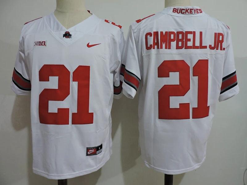 Ohio State Buckeyes #21 Campbell Jr College Football Jersey White by My Store
