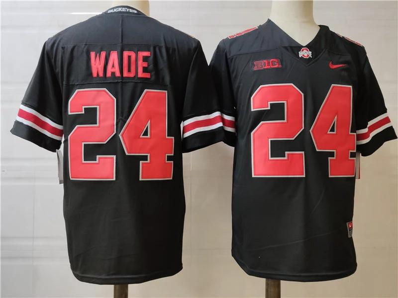 Ohio State Buckeyes #24 Wade College Football Jersey Black by My Store