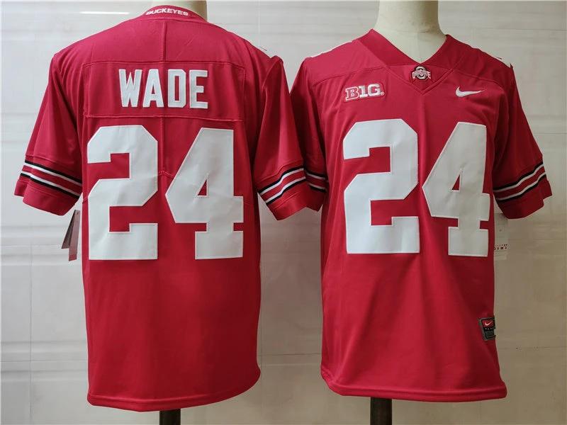 Ohio State Buckeyes #24 Wade College Football Jersey Red by My Store