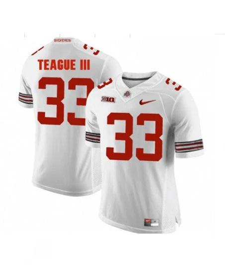 Ohio State Buckeyes #33 Master Teague NCAA Football Jersey White by My Store