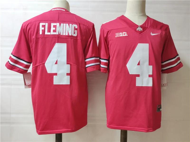 Ohio State Buckeyes #4 Fleming College Football Jersey Red by My Store