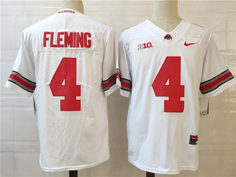 Ohio State Buckeyes #4 Fleming College Football Jersey White by My Store