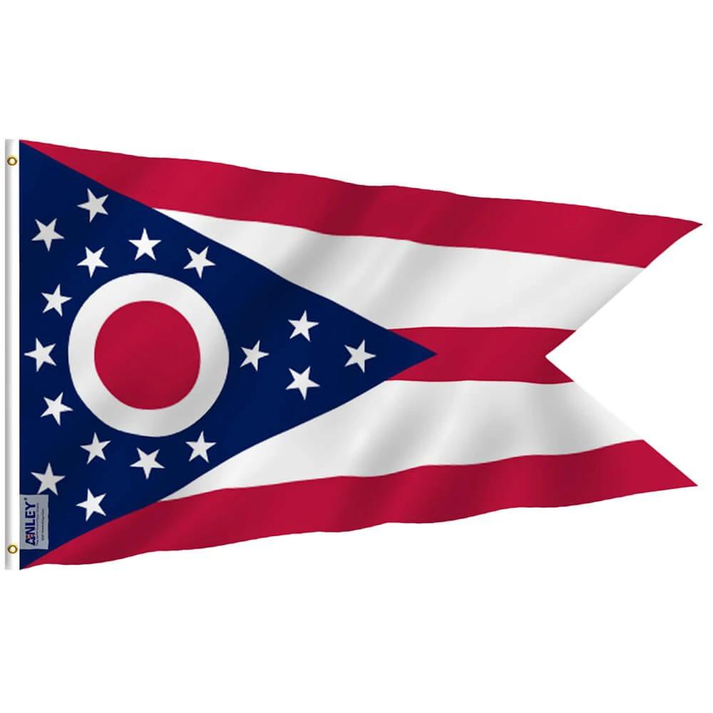 Ohio State Polyester Flag - Ohio OH State Flag Polyester with Brass Grommets 3X5Ft Banner USA by flagsjustdoit