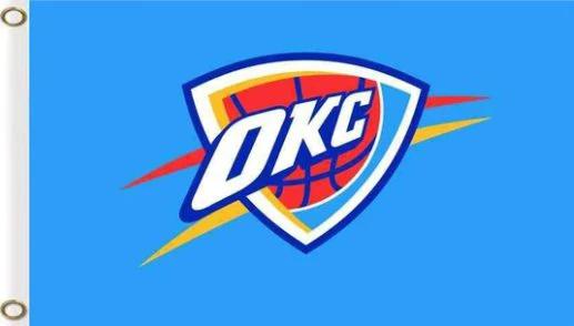 Oklahoma City Thunder Logo Flag 3X5Ft Polyester Banner USA Digital Print by flagsjustdoit