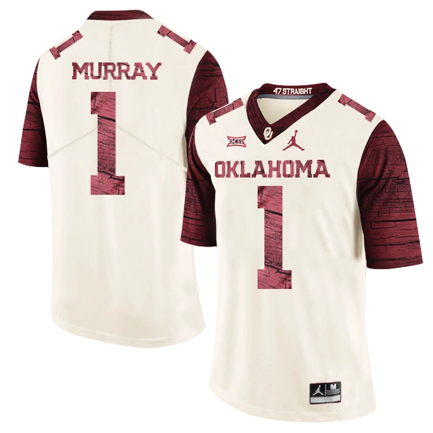 Oklahoma Sooners #1 Kyler Murray Football Jersey Firewood Pattern White by My Store