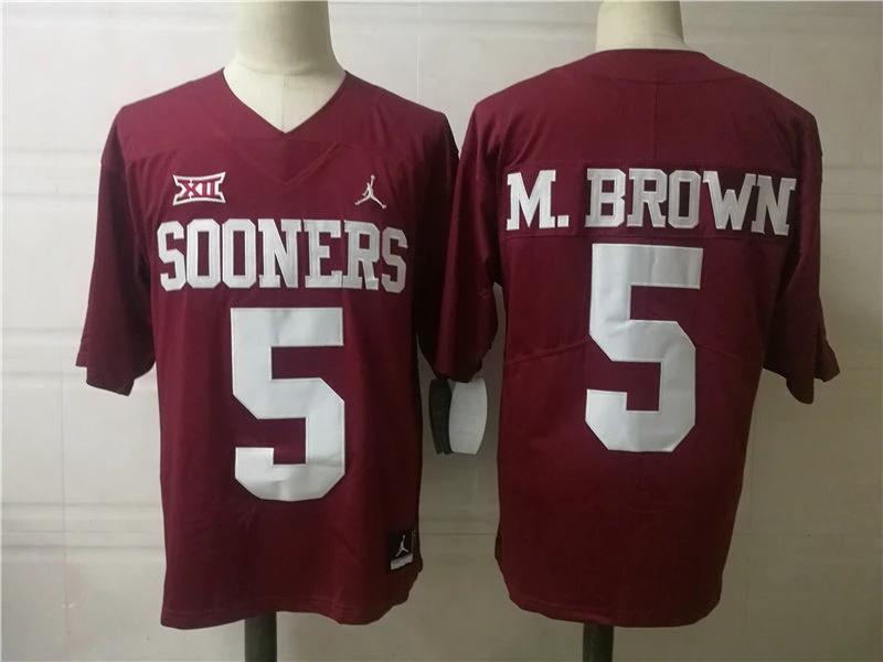 Oklahoma Sooners #5 M.Brown College Football Jersey Red by My Store